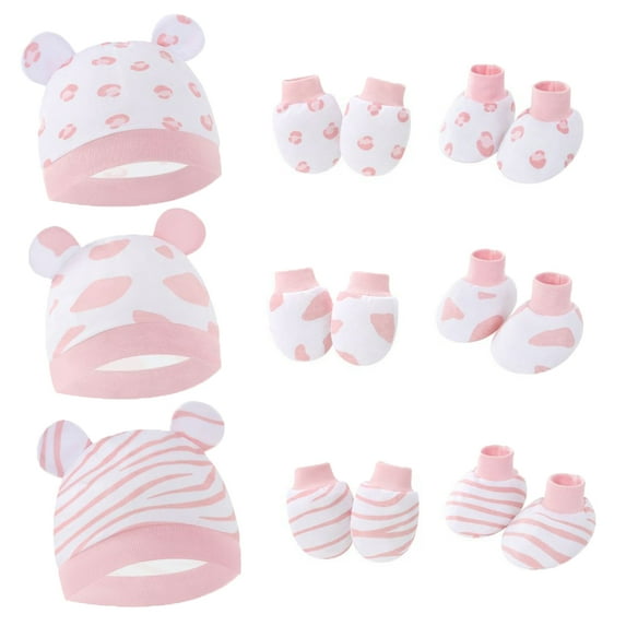 GYRATEDREAM Baby Hats and Mittens Infant Cotton Beanie Cap No Scratch Gloves Socks Set Newborn Hospital Hat for Newborn Boys Girls