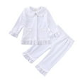thumbnail image 1 of GYRATEDREAM Baby Kid Girls Ruffled Pajamas Set Long Sleeve Lapel Collar Button Down Top Shirt Pants 2PCS Pj Velvet Loungewear Sets, 1 of 4