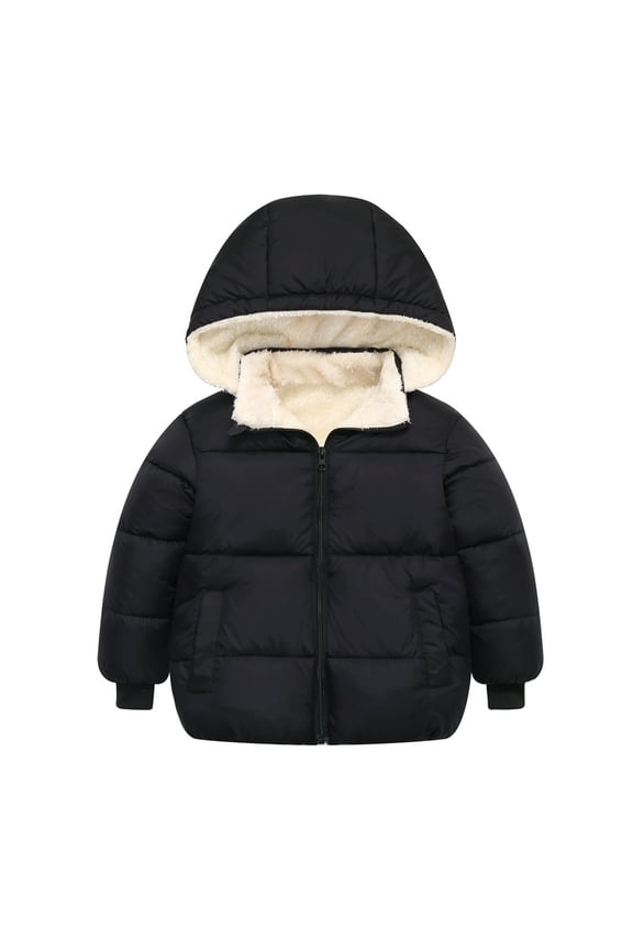 Baby Kids Hooded Winter Coat Puffer Down Jacket Windproof Fleece Lined with Removable Hood 18M-6T