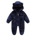 thumbnail image 1 of GYRATEDREAM Baby Toddler Boys Girls Fleece Hooded Romper Kids Winter Outwear Jumpsuit Snowsuit Bear Ear Outfits for 12M Nvay Blue, 1 of 9