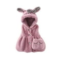 thumbnail image 1 of GYRATEDREAM Baby Toddler Girls Fleece Hooded Jacket Coat with Rabbit Ears Shape Warm Winter Outwear Tops for 1-2Y Purple, 1 of 4