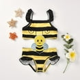 thumbnail image 1 of GYRATEDREAM Baby Toddler Girls Swimsuit Swimming Costume One-Piece Cute Stripe Sleeveless Bee Print Bathing Suit Outfits 12-18 Months, 1 of 5