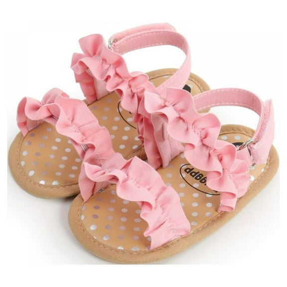 GYRATEDREAM Baby Toddler Infant Girls PU Leather Soft Sole Summer Sandals Flower Princess Flat Shoes 0-18 Months