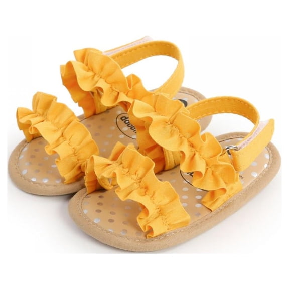 GYRATEDREAM Baby Toddler Infant Girls PU Leather Soft Sole Summer Sandals Flower Princess Flat Shoes 0-18 Months