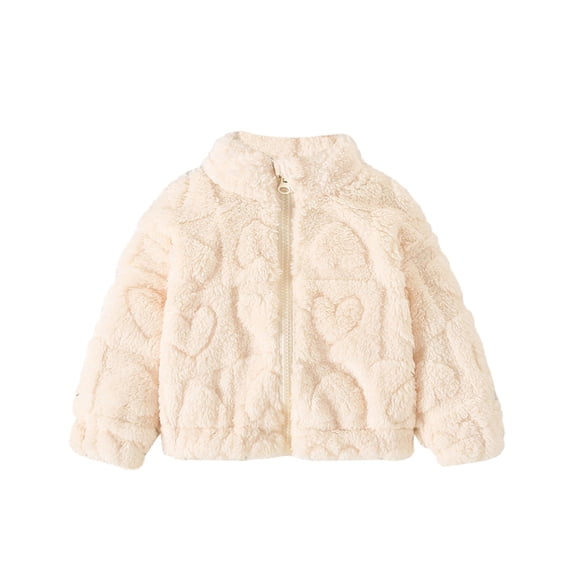 GYRATEDREAM Baby Toddler Sherpa Fleece Zip‑Up Jacket, Soft Fuzzy Stand‑Collar Coat for Girls 9M-3Y