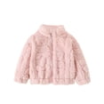 thumbnail image 1 of GYRATEDREAM Baby Toddler Sherpa Fleece Zip‑Up Jacket, Soft Fuzzy Stand‑Collar Coat for Girls 9M-3Y, 1 of 10
