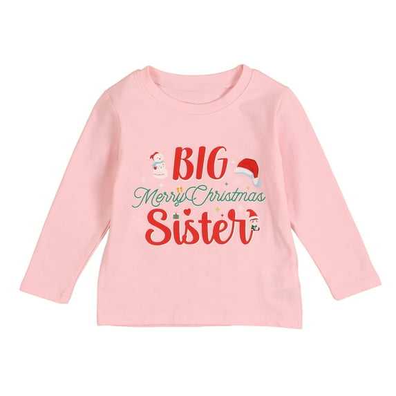 GYRATEDREAM Big Sister Little Sister Matching Outfits Newborn Baby Girl Letter Romper Kids Toddler Girl T Shirt Tops Christmas Clothes Set 0-7T