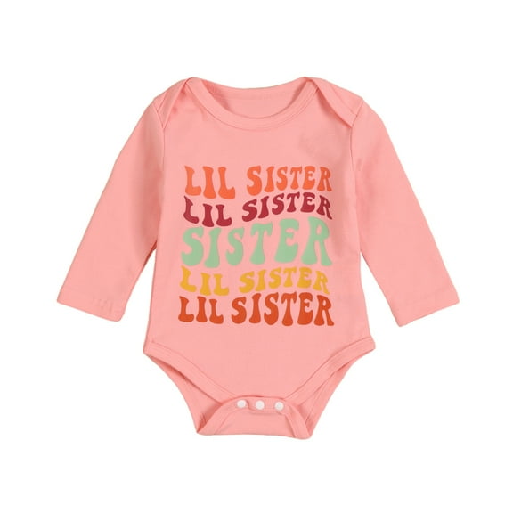 GYRATEDREAM Big Sister Little Sister Matching Outfits Newborn Baby Girl Letter Romper Kids Toddler Girl T Shirt Tops Christmas Clothes Set 0-7T