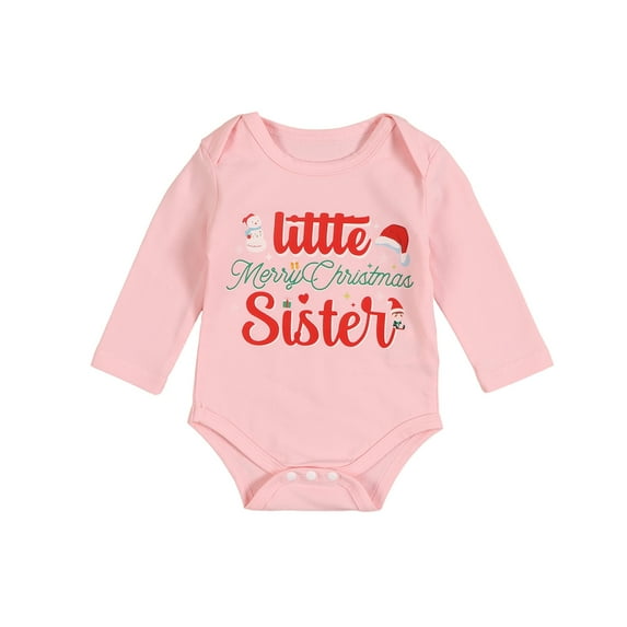 GYRATEDREAM Big Sister Little Sister Matching Outfits Newborn Baby Girl Letter Romper Kids Toddler Girl T Shirt Tops Christmas Clothes Set 0-7T