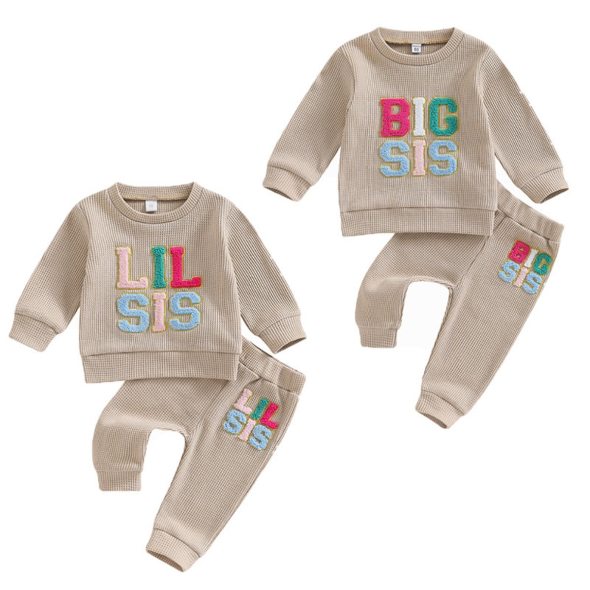 GYRATEDREAM Big Sister Little Sister Matching Outfits Baby Girls Waffle