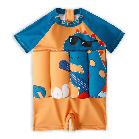GYRATEDREAM Boy One Piece Swimsuit 2-6Y Buoyancy Toddler Kids Dinosaur Rashguard Flotation Bathing Suit