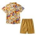 thumbnail image 1 of GYRATEDREAM Boy's 2 Piece Outfit Summer Tropical Print Button Down Short Sleeve Shirt and Shorts Set Hawaii Shirts Sets for 9-12M, 1 of 9