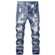 GYRATEDREAM Boy's Skinny Ripped Jeans Destroyed Distressed Taper Zipper Denim Jeans Pants with Holes