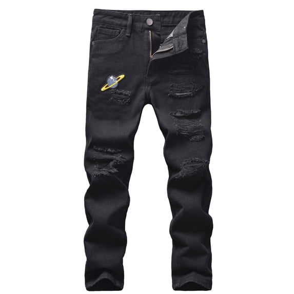 GYRATEDREAM Boy's Skinny Ripped Jeans Destroyed Distressed Taper Zipper Denim Jeans Pants with Holes