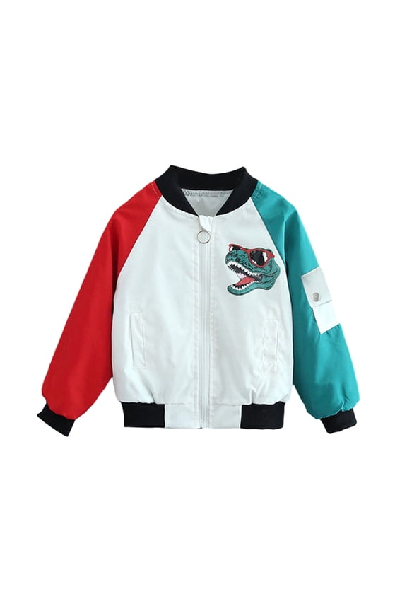 Boy's Zipper Varsity Jackets Kid's Baseball Jacket Top Outerwear Jackets Sports Track Jackets Coat for 7Y White