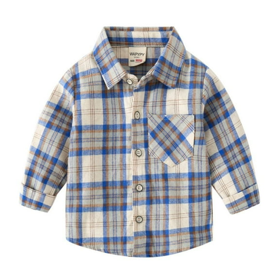 GYRATEDREAM Boys Button-Down Shirts Kids Button Down Plaid Shirt Casual Long Sleeve Shirt Tops Boys and Girls Fall Plaid Jacket for 2-9Y