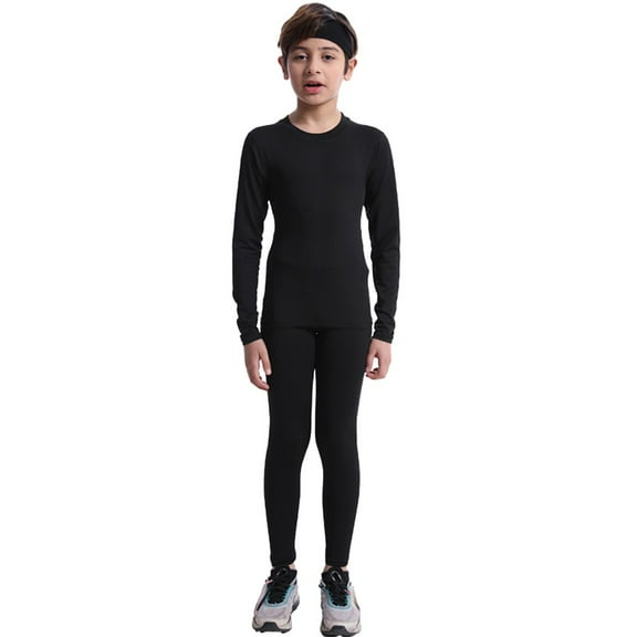 Gyratedream Kids Base Layer Set Boys Long Sleeve Athletic Shirts Sports Compression Outfits