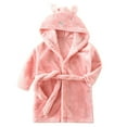 thumbnail image 1 of GYRATEDREAM Boys Girls Bathrobes, Kids Hooded Bathrobes Plush Soft Flannel Robes Sleepwear Pajamas for 4-5Y Pink, 1 of 1