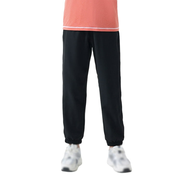 GYRATEDREAM Boys Girls Dry Fit Active Athletic Sweatpants Kids Quick Dry Lightweight Joggers Pants UPF 50 Sun Protection Cargo Pants for 4 5Y Black