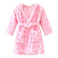 thumbnail image 1 of GYRATEDREAM Boys Girls Bathrobes,Toddler Boy Girl Robes,Children's Plush Soft Coral Fleece Hooded Pajamas Sleepwear for 6-7Y Pink, 1 of 9