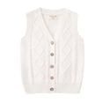 thumbnail image 1 of GYRATEDREAM Boys Girls Sweater Vest Toddler Cable Knit 100% Cotton V-Neck Sleeveless Uniform Vest Tank Top for 3-6Y White, 1 of 9