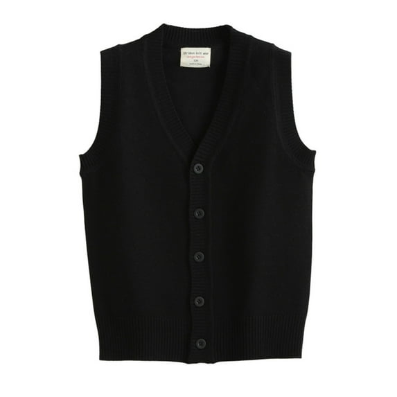 GYRATEDREAM Boys Girls Sweater Vest Toddler Cable Knit 100% Cotton V-Neck Sleeveless Uniform Vest Tank Top for 4-10Y Black