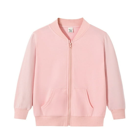GYRATEDREAM Boys Girls Zipper Varsity Jackets Kid's Baseball Jacket Top Outerwear Jackets Sports Track Jackets Coat for 3-4Y Pink