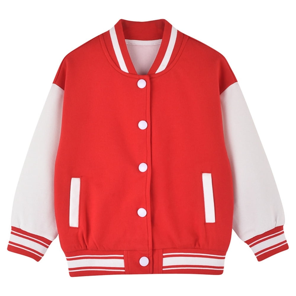 Ladies Cropped Red Leather Baseball Jacket | HipHopCloset.com
