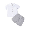 thumbnail image 1 of GYRATEDREAM Boys' Shorts Set - 2 Piece Button Down T-Shirt and Shorts - Cute Matching Summer Outfit for Toddlers and Boys for Gray 3-4Y, 1 of 9