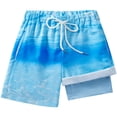 thumbnail image 1 of GYRATEDREAM Boys Swim Trunk with Compression Liner Boxer Brief Double Layer Beach Surf Board Shorts Kids Quick Dry Anti Chafe Swimwear for 10-12T Sea Blue, 1 of 9