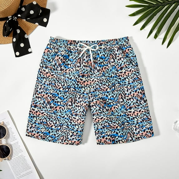 GYRATEDREAM Boys Swim Trunks with Compression Liner Toddler Stretch Swim Shorts Boys Quick Dry 2 in 1 Beach Shorts,Size 7-8 Years