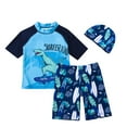 thumbnail image 1 of GYRATEDREAM Boys Swimsuit 2 Piece Swim Set - Short Sleeve Rashguard Shirt and Bathing Shorts Swimwear with Hat UPF 50+ 2-10T, 1 of 5