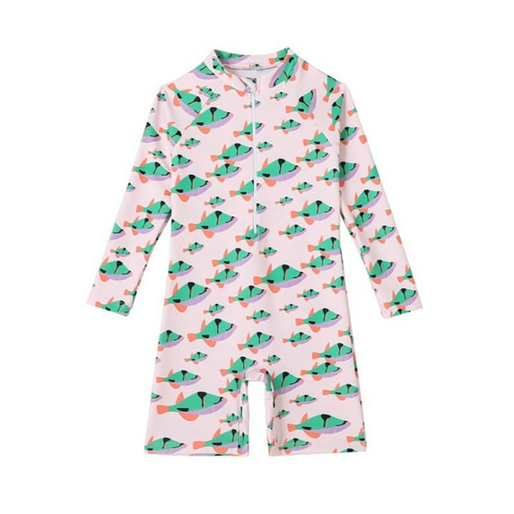 GYRATEDREAM Boys Swimsuit One Piece Kid Swimsuit Boys Short Sleeve Rash Guard Swimsuit UPF 50+ Sun Protection Bathing Suits,Size 5-6 Years