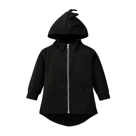 GYRATEDREAM Boys Toddler Cartoon Dinosaur Hoodies Jacket Kids Cool Long Sleeve Zipper Hooded Sport Sweatshirt Coat for 6-7Y Black
