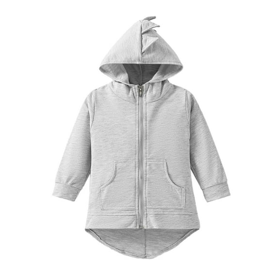 GYRATEDREAM Boys Toddler Cartoon Dinosaur Hoodies Jacket Kids Cool Long Sleeve Zipper Hooded Sport Sweatshirt Coat for 6-7Y Gray
