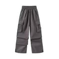 thumbnail image 1 of GYRATEDREAM Cargo Pants for Girls Wide Leg Casual Quick Dry Cargo Pants Trousers Lightweight Kids Joggers with Pockets, 1 of 6