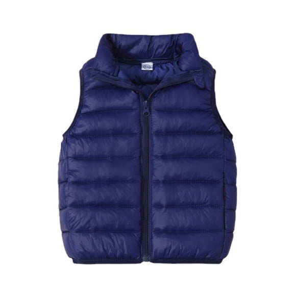 GYRATEDREAM Down Puffer Vest for Boy Girls Lightweight Water-Resistant Winter Jacket Outwear Kids Fall Sleeveless Coats for 7-8Y Blue