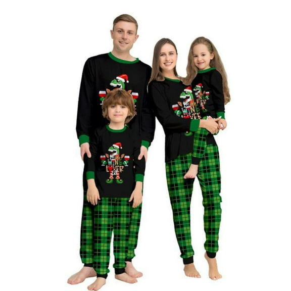 GYRATEDREAM Family Christmas Pjs Matching Sets Reindeer and Snowflake Patterned Sleepwear Xmas PJS Set for Couples and Kids Jammies Loungewear Set for XL(Mom) Black