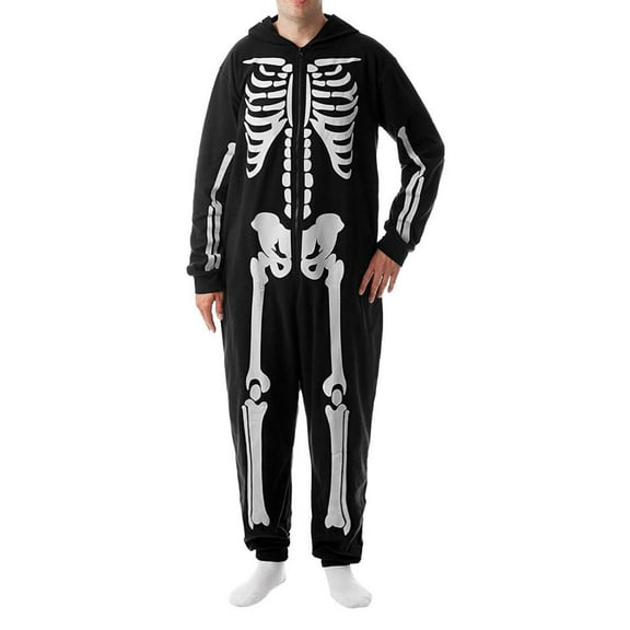 GYRATEDREAM Family Halloween Costumes Skeleton Pajamas Funny Zipper Hooded Jumpsuit Holiday One Piece Pjs Sleepwear