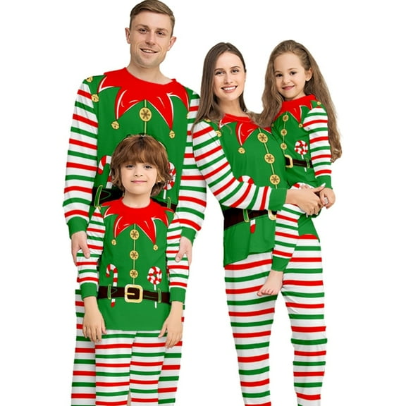 GYRATEDREAM Family Matching Christmas Pajamas Set Cotton Xmas Deer Snowflake Print Holiday Pajamas Sleepwear Dad Mom Kids PJs for 2XL(Dad) Green