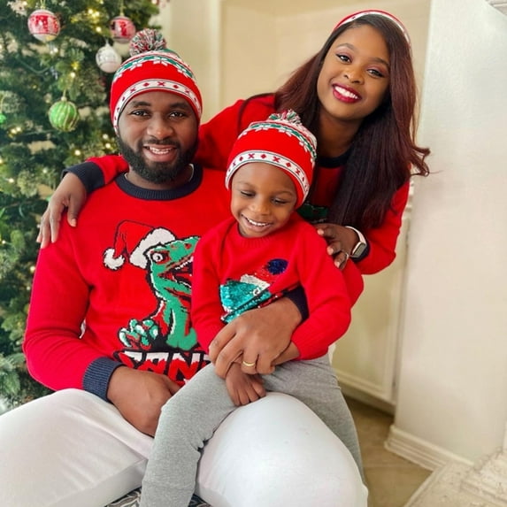 GYRATEDREAM Family Matching Christmas Sweater Christmas Crewneck Ugly Knitted Pullover Tops