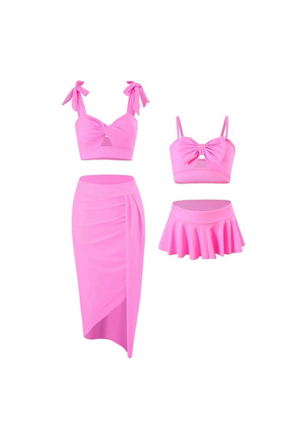 Family Matching Swimsuit Set High Waisted Mommy and Me Swimsuit Two Piece Girls Ruffled Bikini Bathing Suit