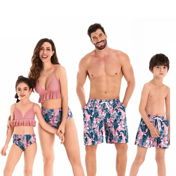 GYRATEDREAM Family Matching Swimsuits Womens Bikini Set Girls Tankini Sets Mens Summer Shorts Boy Beach Shorts Mommy and Me Bathing Suits Swimwear for M