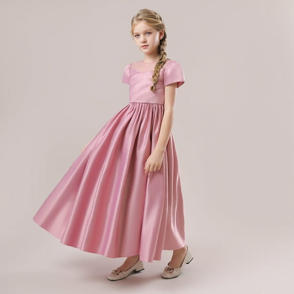 GYRATEDREAM Flower Girl Wedding Dress Long Bridesmaid Party Ball Gown Girls Formal Pageant Maxi Dresses, Size 9-10 Years