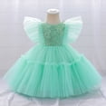 thumbnail image 1 of GYRATEDREAM Girls Dresses Sequin Mesh Tull Flower Girls Party Dress Bridesmaid Ball Gown Wedding Pageant Evening Gown, Size 6-7 Years, 1 of 9
