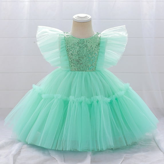 GYRATEDREAM Girls Dresses Sequin Mesh Tull Flower Girls Party Dress Bridesmaid Ball Gown Wedding Pageant Evening Gown, Size 6-7 Years