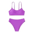 thumbnail image 1 of GYRATEDREAM Girl's 2 Piece Bikini Swimsuit Solid Spaghetti Strap Bathing Suits 8-14T, 1 of 3