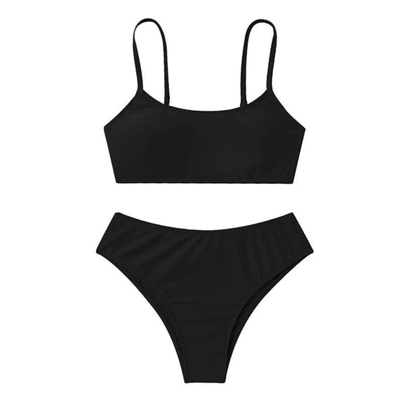 GYRATEDREAM Girl's 2 Piece Bikini Swimsuit Solid Spaghetti Strap Bathing Suits 8-14T