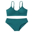 thumbnail image 1 of GYRATEDREAM Girl's 2 Piece High Waisted Spaghetti Strap Swimsuit Bathing Suit Bikini Sets for 8-9Y Dark Green, 1 of 9