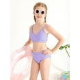 thumbnail image 1 of GYRATEDREAM Girl's 2 Piece Swimsuit Solid V Neck Spaghetti Strap Bikini Sets Beach Bathing Suit Swimwear for Teen Kids, 1 of 9